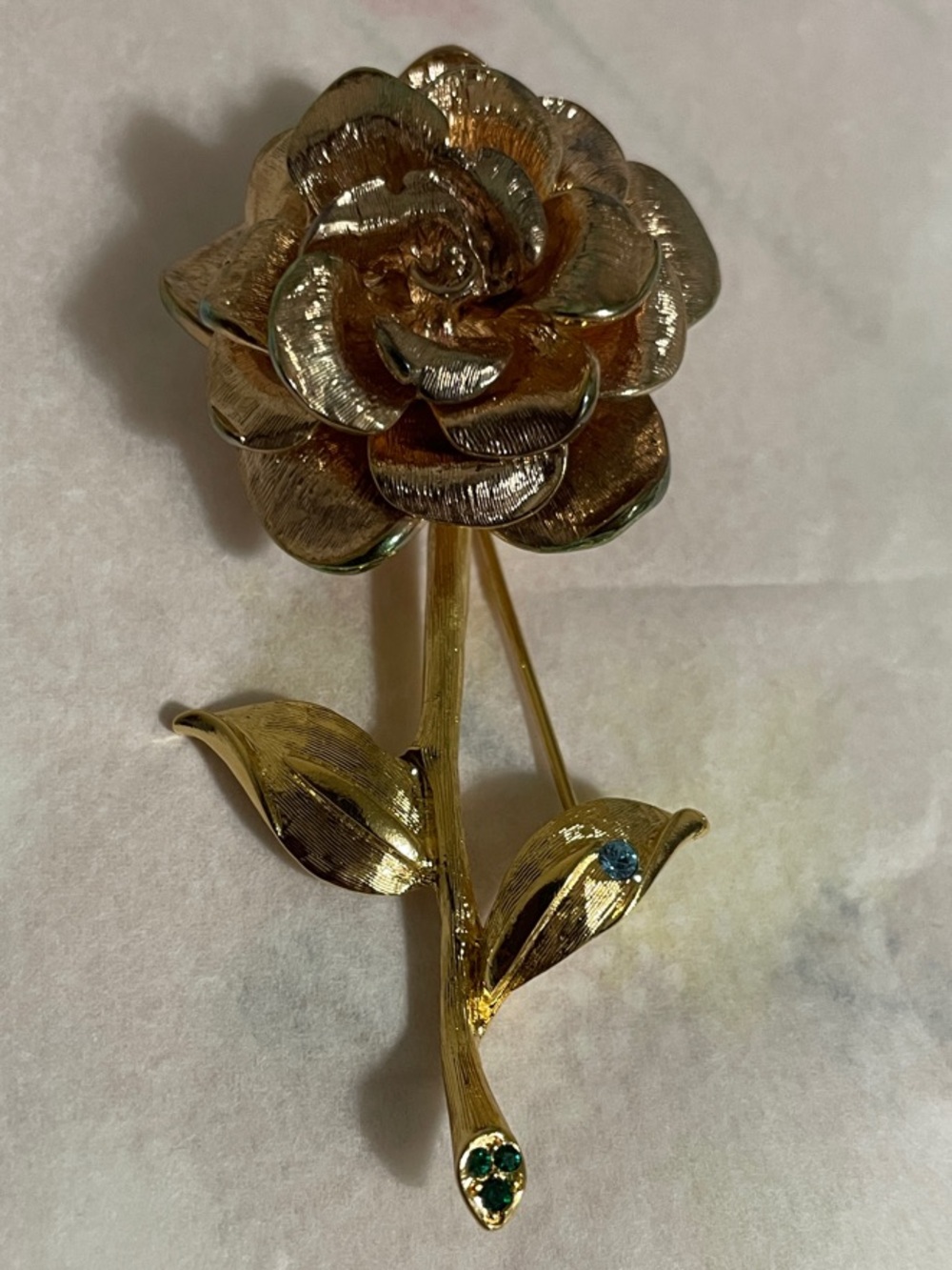 Jackie Bouvier Kennedy Gold Tone Rose Brooch